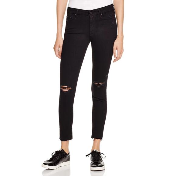 Mother Black Guilty As Sin Women's Looker Ankle Fray Jeans US 25 - Picture 1 of 9